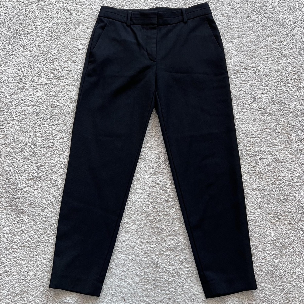 Helmut Lang Wool Twill Dress Pants Womens 0 Black Slim Straight Lined Tapered